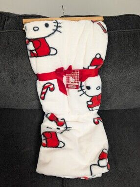 Hello Kitty White & Red Holiday Plush Throw